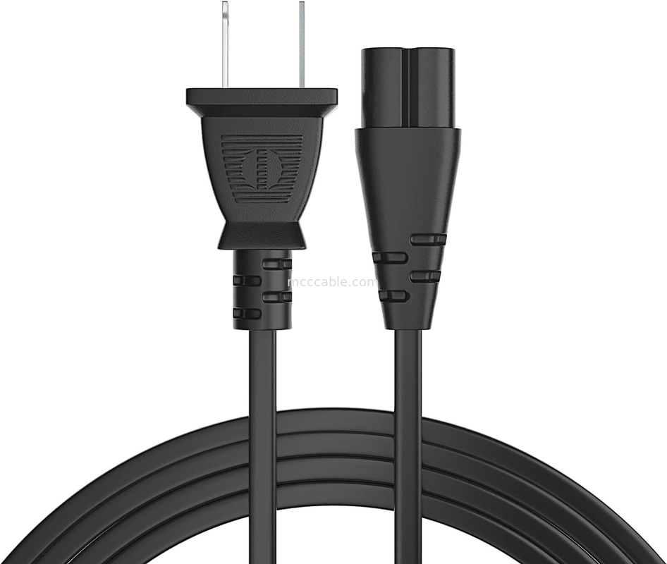 12 pies de cable eléctrico de energía 2 Prong Ac Pared de conexión 2 ranura LED LCD
