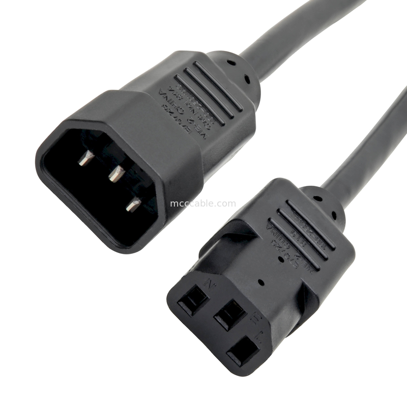 C13 a C14 10a 250v Cordón de alimentación 18 Awg C14 Mates con una toma de C13