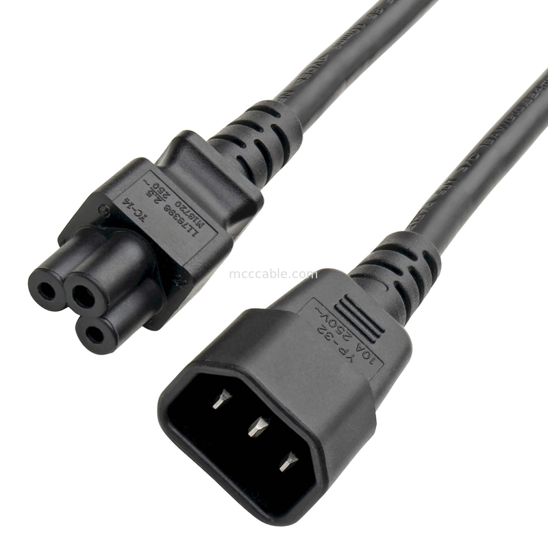Adaptadores de conector C14 a C5 Cordón del adaptador de alimentación 7a 250v 18 Awg