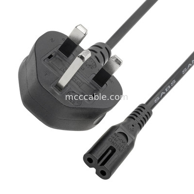 Cable de energía eléctrica Rohs Bs1363 a C7 2.5a 6 Ft 220v en interiores
