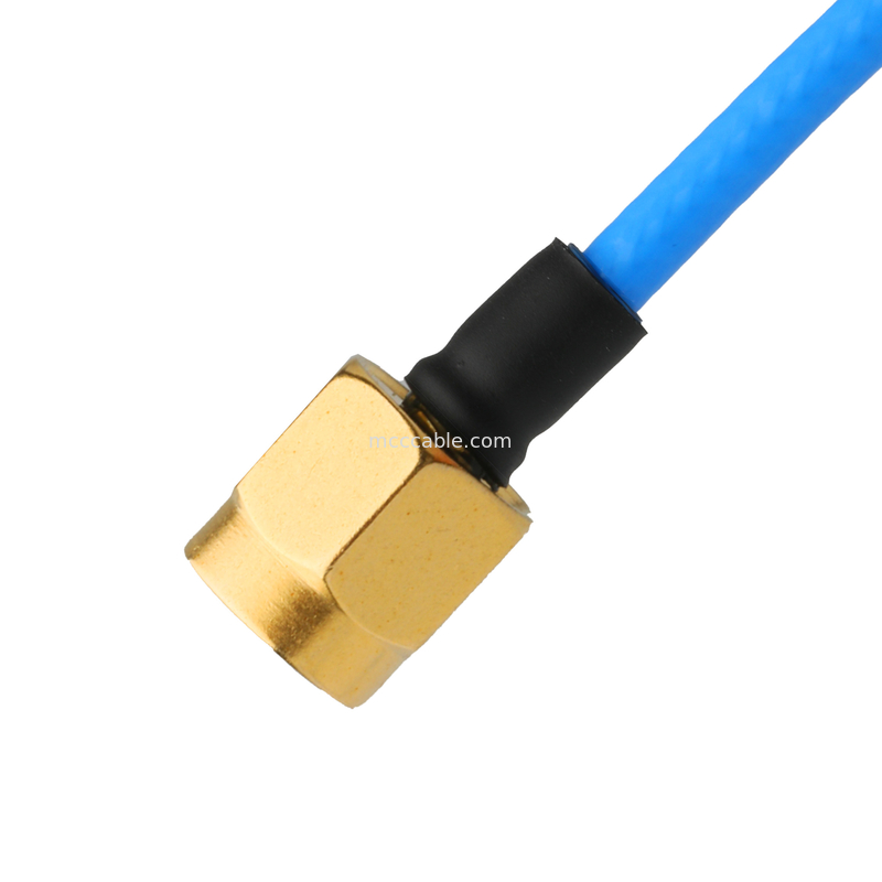 Conector de RF ensamblajes de cables coaxial de bajo PIM TFT-5G-402 flexible doble blindaje con chaqueta azul FEP