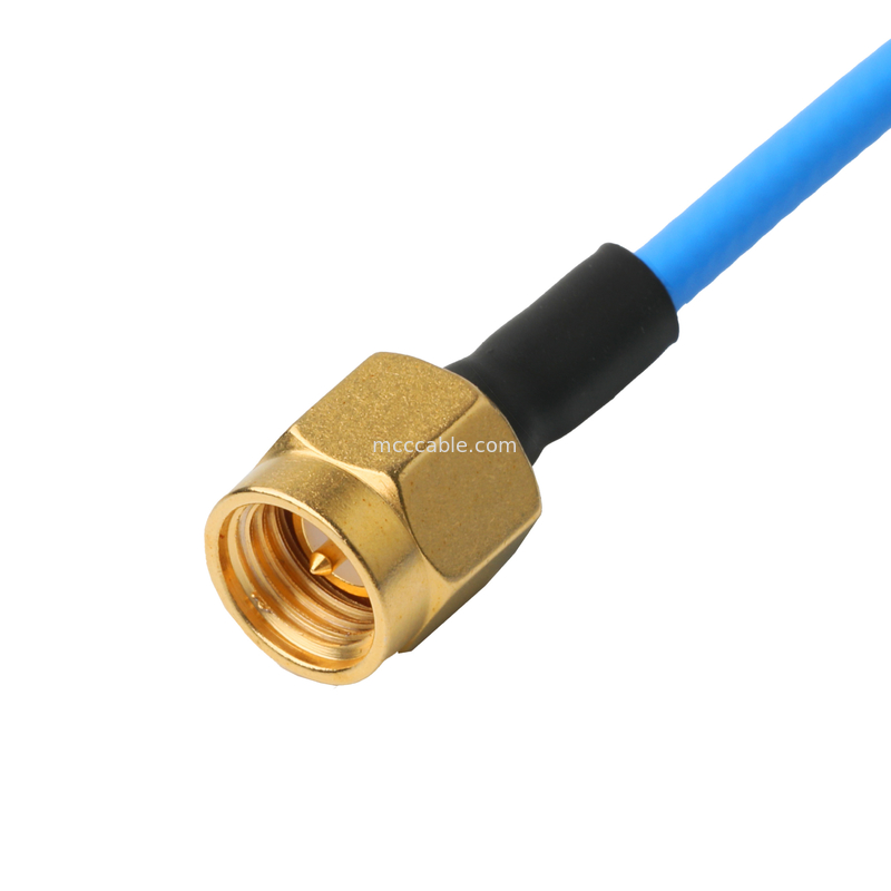 Conector de RF ensamblajes de cables coaxial de bajo PIM TFT-5G-402 flexible doble blindaje con chaqueta azul FEP