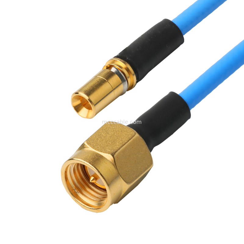 Conector de RF ensamblajes de cables coaxial de bajo PIM TFT-5G-402 flexible doble blindaje con chaqueta azul FEP
