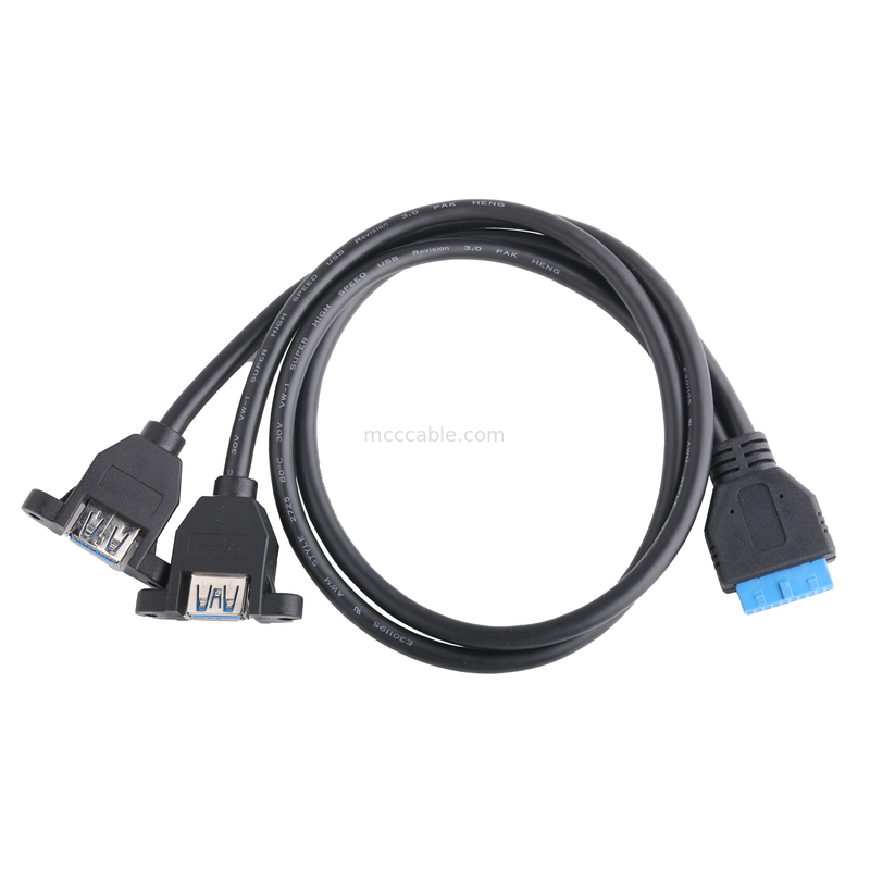 USB 3.0 Panel frontal placa base 19/20 Pin Cable a USB Adaptador de separación femenino Conector de extensión