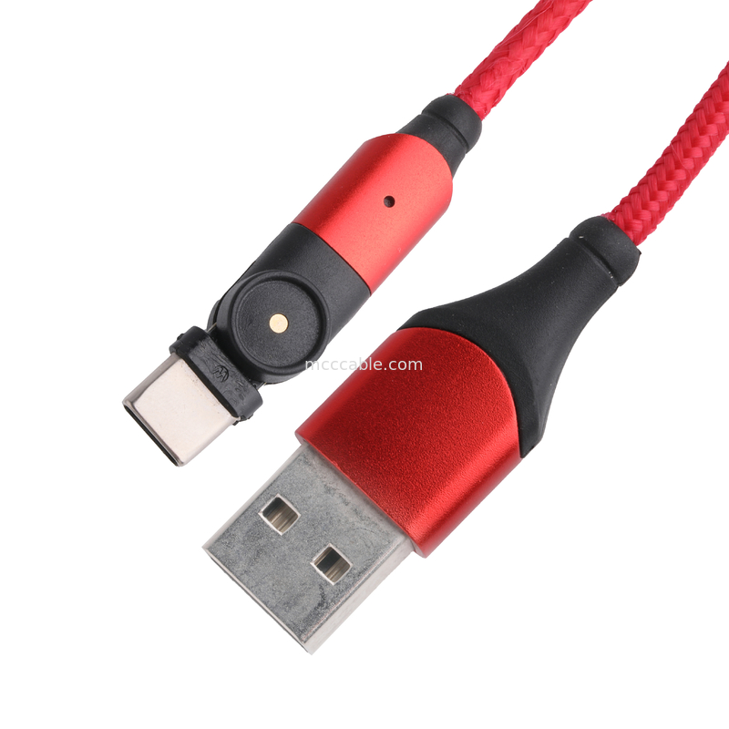 Rotación de 180 grados USB 3.0 de tipo A a tipo C Cable de 1.5m Carga de carcasa de aluminio
