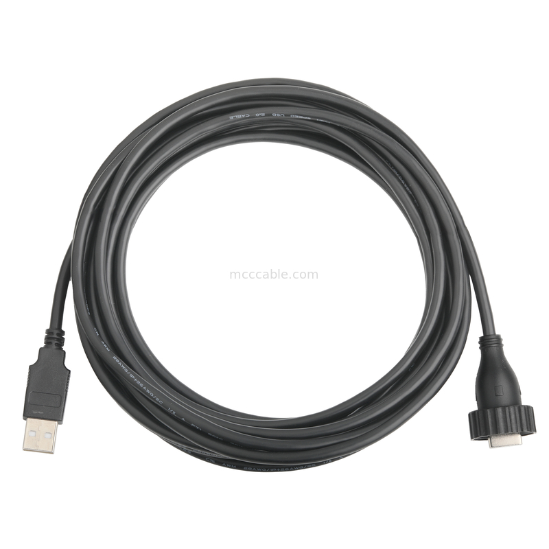 Interfaz impermeable USB2.0 tipo A masculino tipo M para cable USB2.0 cable de conexión de datos fijos industriales para vehículo