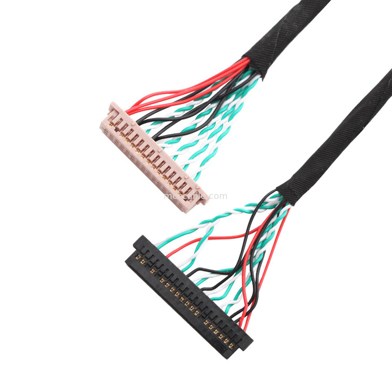 30 asamblea de cable del Pin LVDS WL1258h-20P al conector de la exhibición de los lvds de las HORAS DF13-2