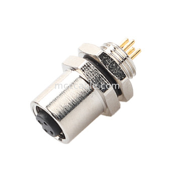 M5 Código-A Conector femenino de panel de 4 pines, brida de PCB, toma IP67 Interfaz circular tipo A