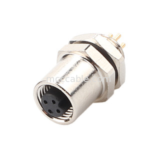 M5 Código-A Conector femenino de panel de 4 pines, brida de PCB, toma IP67 Interfaz circular tipo A