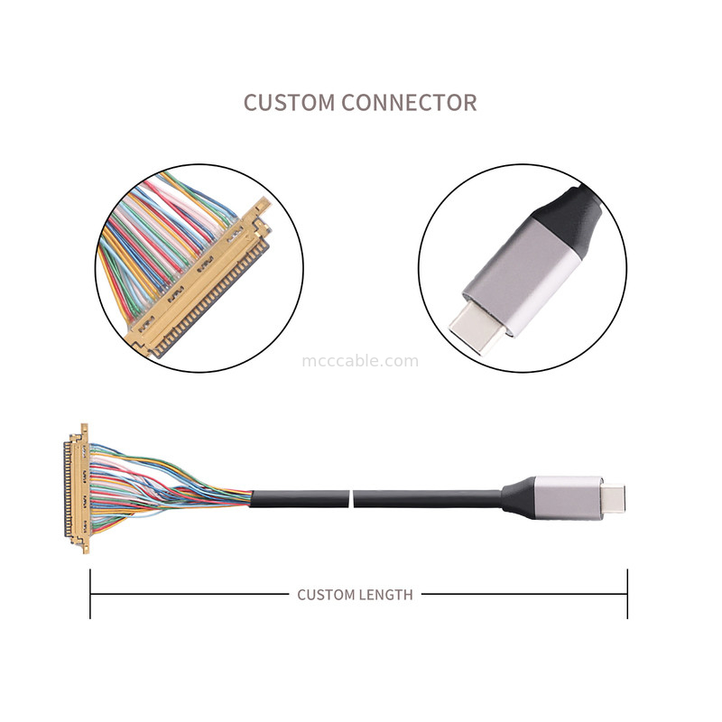 Tipo C USB 3.0 a 20453-230T-03 Cables hechos para medir el conector coaxial a Micro USB