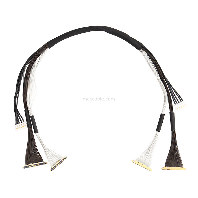 Ensamblaje de cable de UAV Lvds Edp Ensamblaje de cable 0.25mm Pitch 20531-034T-02 a Jst Auhr-05v-H 34 Pin Micro cable coaxial