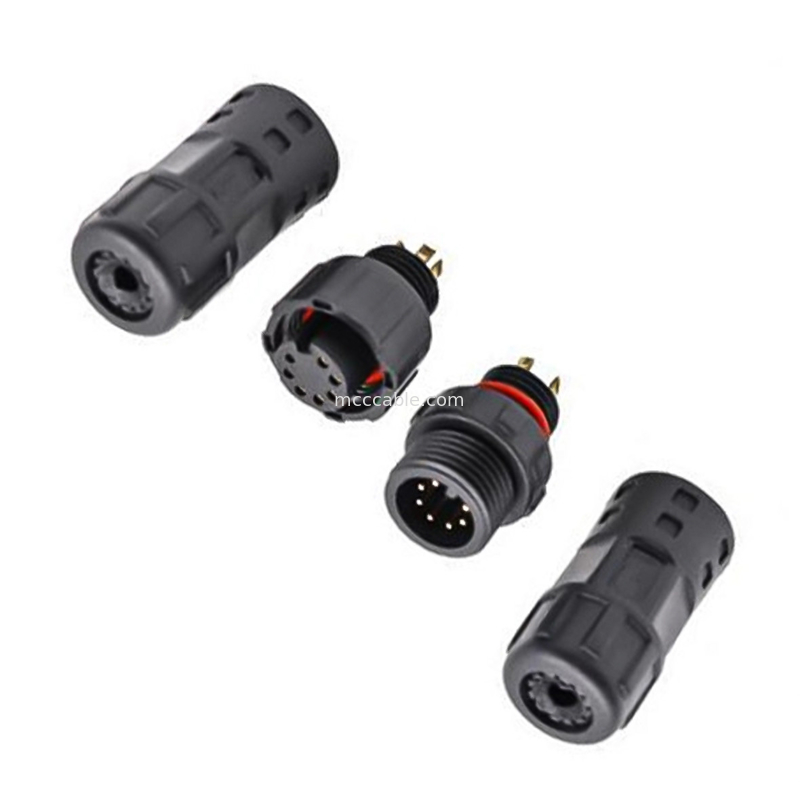 Conector circular de 8 pines impermeable de grado industrial M12 Conector de pantalla de LCD de cable moldeado femenino
