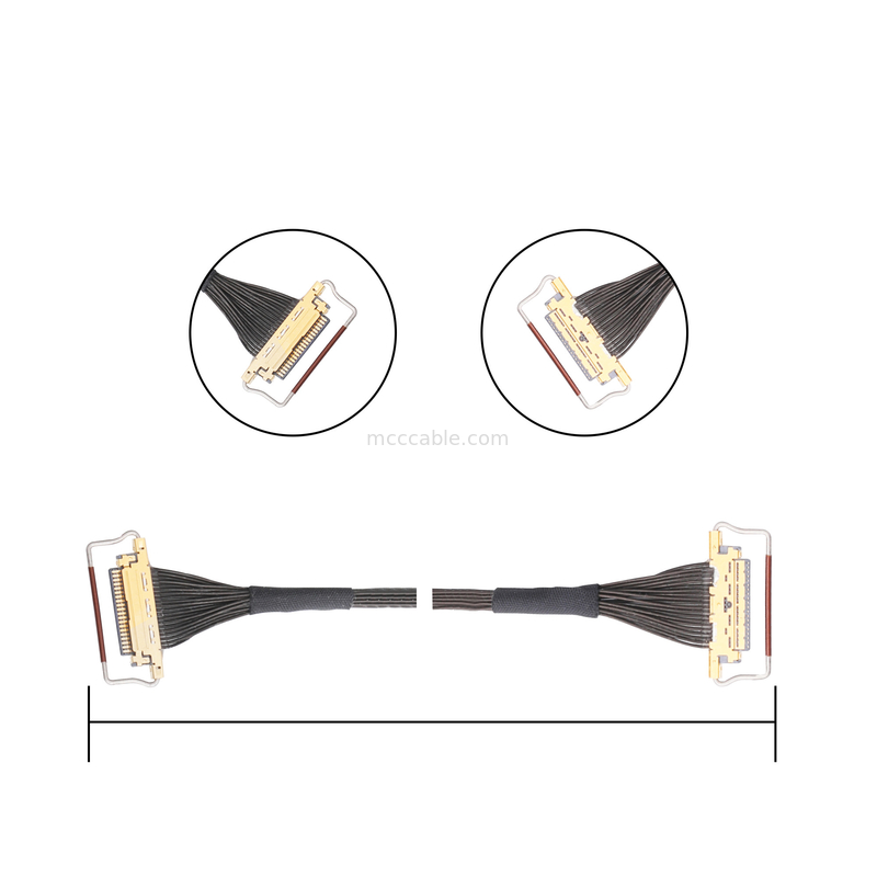 Tipo de acoplamiento horizontal conector micro-coaxial de la echada 20453-220t-03 de la asamblea de cable del OEM Lvds 0.5m m