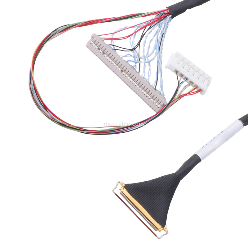 Tipo de acoplamiento horizontal conector micro-coaxial del cable de los lvds del lcd de la echada de Pin Lvds Cable Assembly 0.5m m de la aduana 40