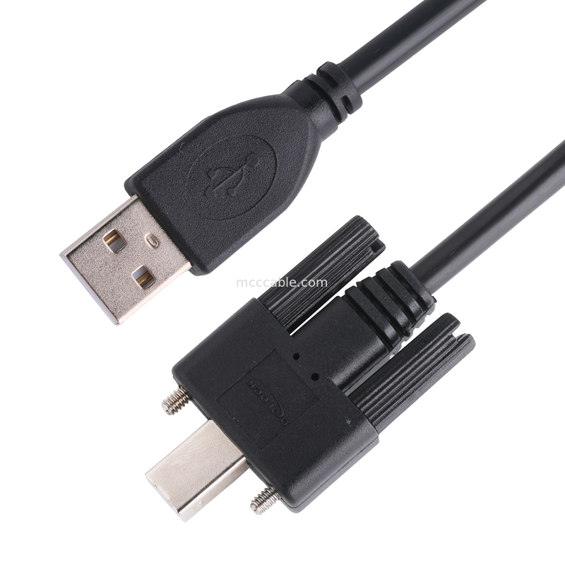 El cable de conector de impresora UL USB 2.0 tipo A a tipo B bloqueado