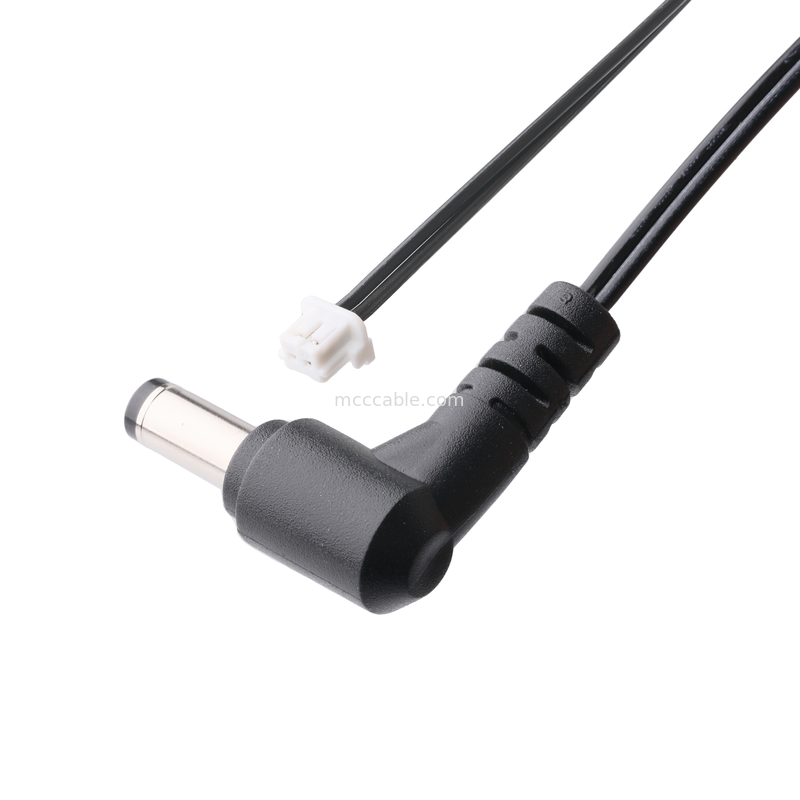 Enchufe de corriente continua 2.1 * 5.5mm Tipo de soldadura PVC Apariencia moldeado ángulo 90 a la carcasa blanca 2P MOLEX F