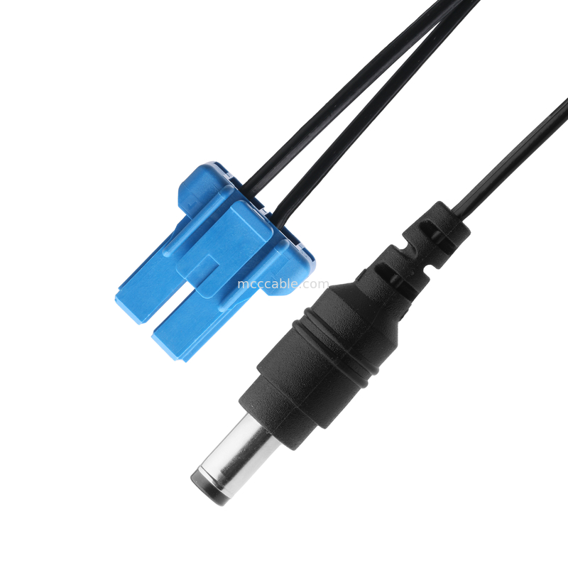 Enchufe de corriente continua 2.1 * 5.5mm Tipo de soldadura de PVC Apariencia de moldeo a TE Casas azules 2P Conector de cable femenino