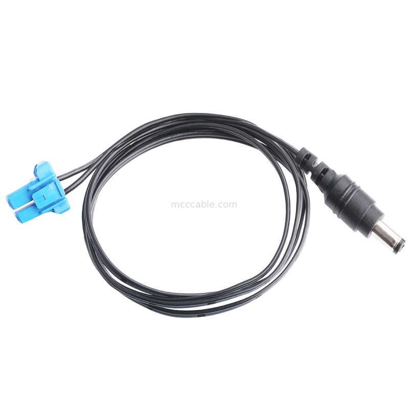 Enchufe de corriente continua 2.1 * 5.5mm Tipo de soldadura de PVC Apariencia de moldeo a TE Casas azules 2P Conector de cable femenino