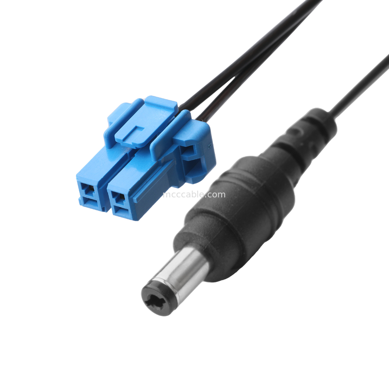 Enchufe de corriente continua 2.1 * 5.5mm Tipo de soldadura de PVC Apariencia de moldeo a TE Casas azules 2P Conector de cable femenino
