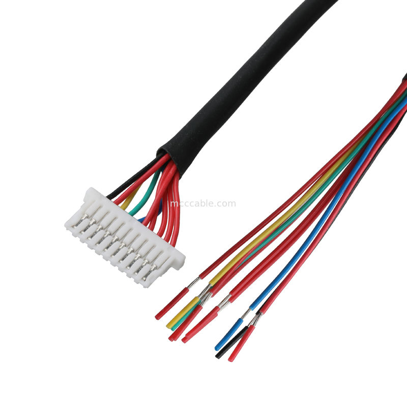 Cable de luz 10P JST SHLP-10V-S-B a arneses semidesnudos ensamblajes de cable coaxial personalizados Arneses de alambre automotriz