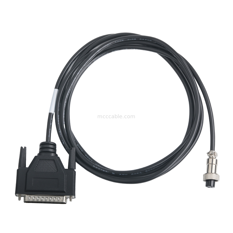 Conector CLEAR PVC 30P D-SUB FEMALE a GX12 M12-2P Conectores de ensamblaje de cables personalizados OEM / ODM