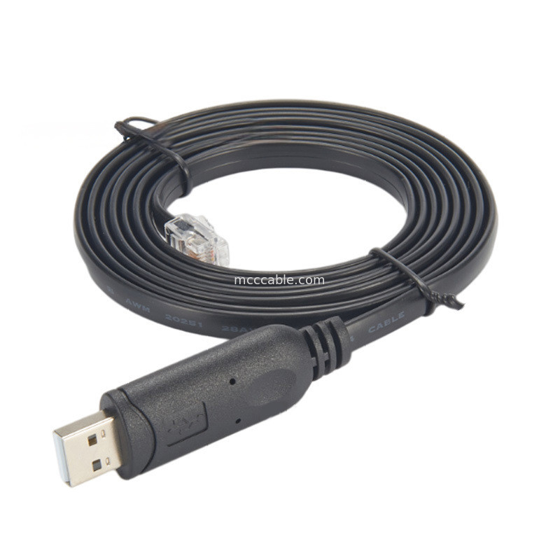 USB-A a RS232 RJ12 Cable de serie 6P6C Compatible con línea de depuración de configuración de comunicación RS232