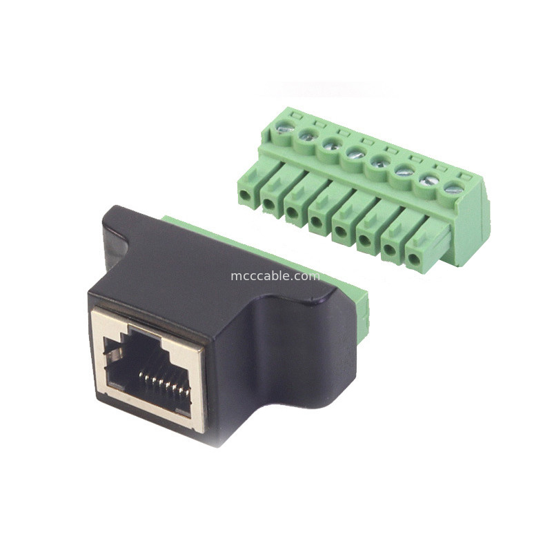 Puerto de serie RJ45 para conector terminal de tornillo de 8 pines, conector terminal de tornillo de tornillo de RJ45 8p8c para 8 pines
