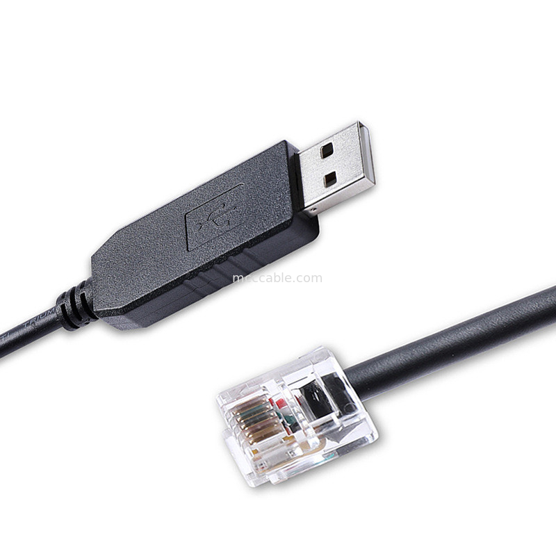 USB-A a RS232 RJ12 Cable de serie 6P6C Compatible con línea de depuración de configuración de comunicación RS232