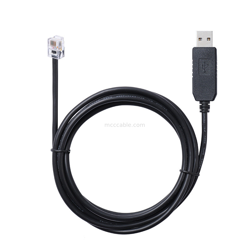 USB-A a RS232 RJ12 Cable de serie 6P6C Compatible con línea de depuración de configuración de comunicación RS232