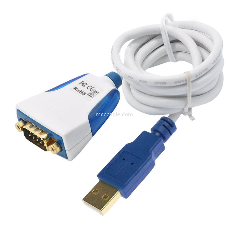 Cable USB-A a RS232 con conectores electrónicos y DB9M industriales