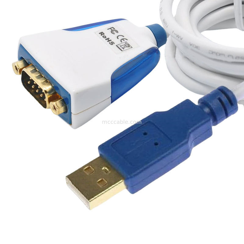 Cable USB-A a RS232 con conectores electrónicos y DB9M industriales