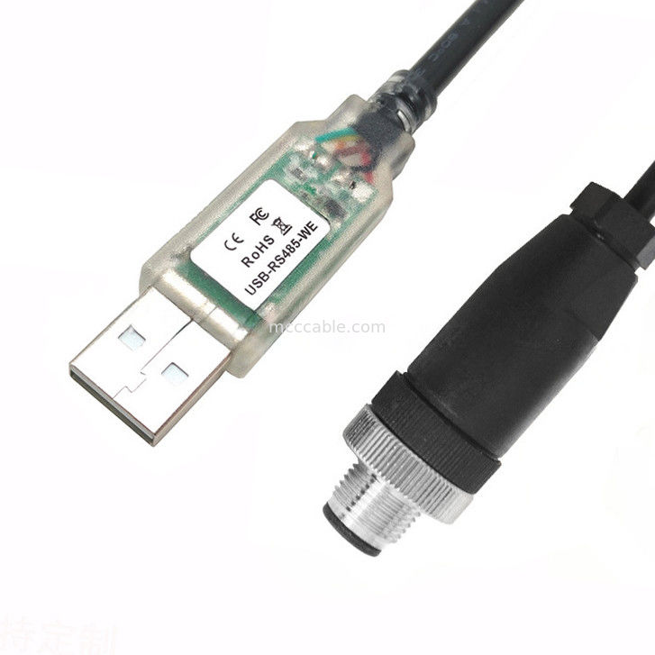 Conector a prueba de agua USB-A a RS485-M12 M8 para máquinas herramientas CNC