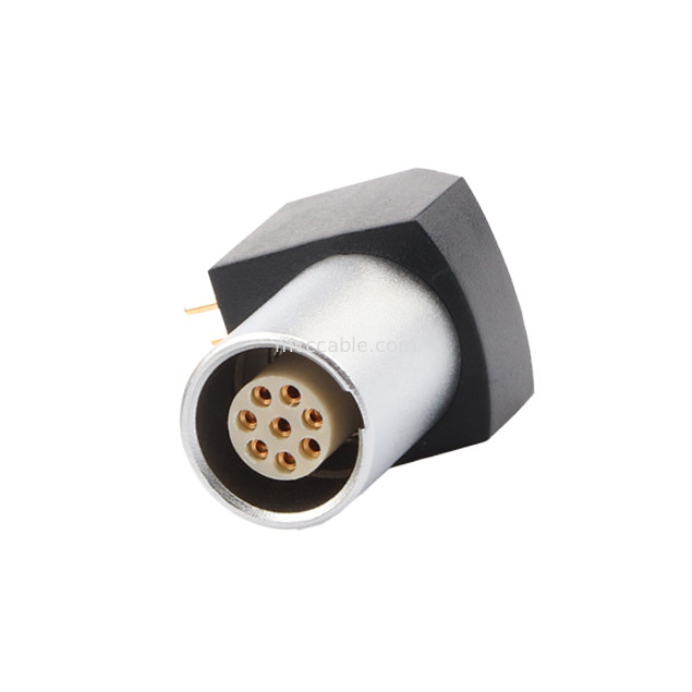 Conector circular de interior Serie B Z11 8Pin soldador de puesta a tierra en ángulo conector fijo de 90 ° conector angular para placa de circuito