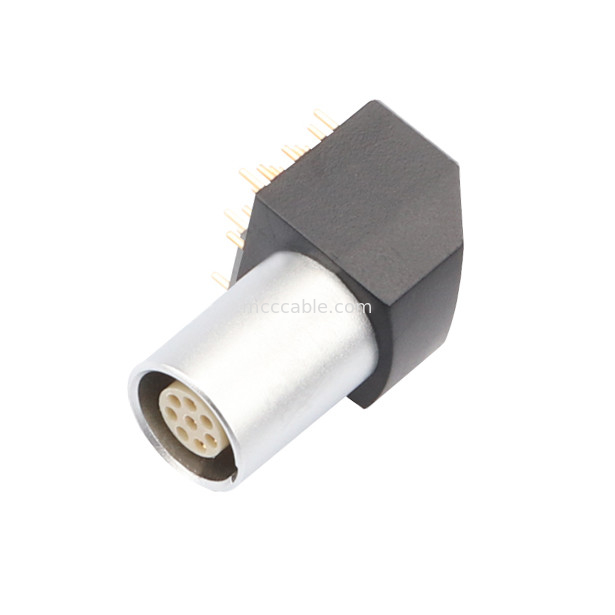 Conector circular de interior Serie B Z11 8Pin soldador de puesta a tierra en ángulo conector fijo de 90 ° conector angular para placa de circuito