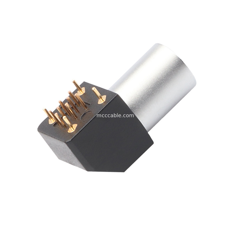 Conector circular de interior Serie B Z11 8Pin soldador de puesta a tierra en ángulo conector fijo de 90 ° conector angular para placa de circuito