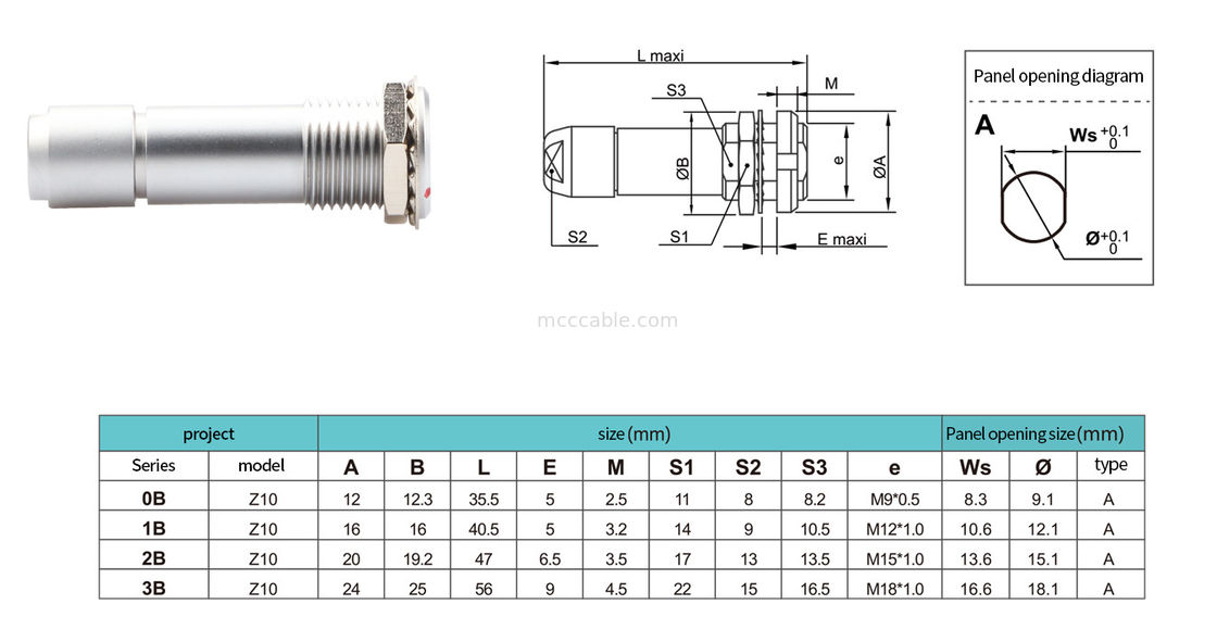 Conector de empuje-tirón Serie B Z9 2P Convertidor de doble canal para aviación médica, investigación científica, militar