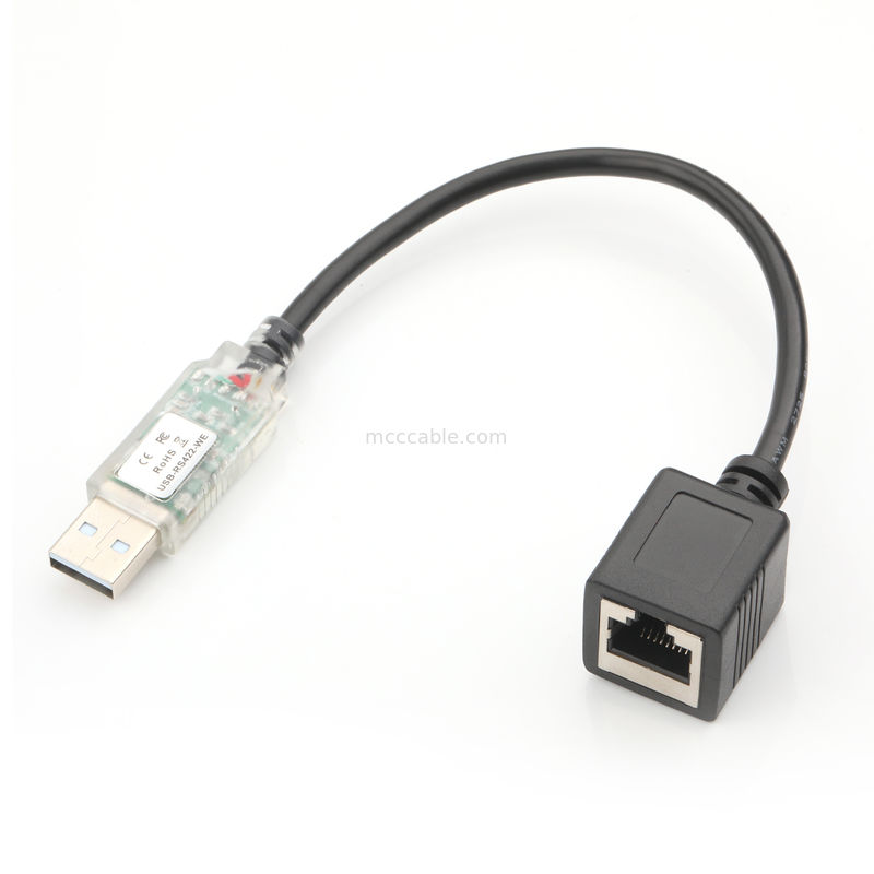 Adaptadores de cable personalizados industriales USB-A RJ422 a RS232 Puerto de red Cable de depuración de ingeniería de red