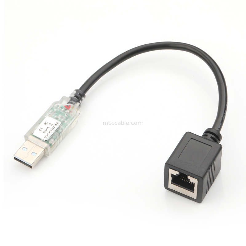 USB RS422 a RJ45 8P8C Cable de adaptador de depuración de red industrial con revestimiento de níquel femenino WB-1800-BT