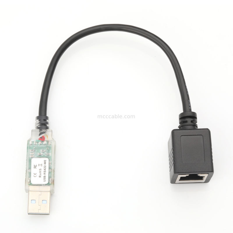 Adaptadores de cable personalizados industriales USB-A RJ422 a RS232 Puerto de red Cable de depuración de ingeniería de red