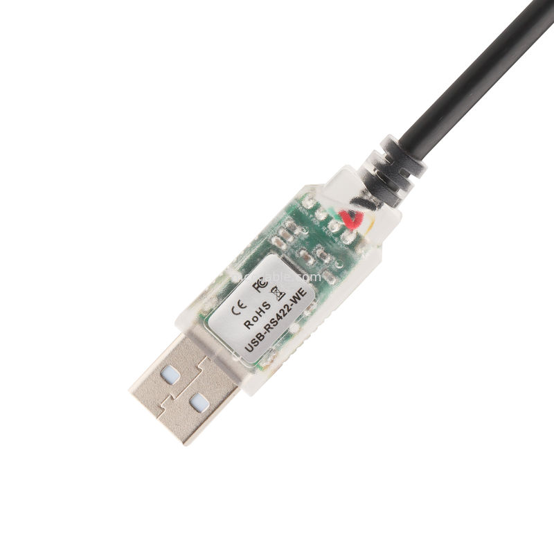 Adaptadores de cable personalizados industriales USB-A RJ422 a RS232 Puerto de red Cable de depuración de ingeniería de red