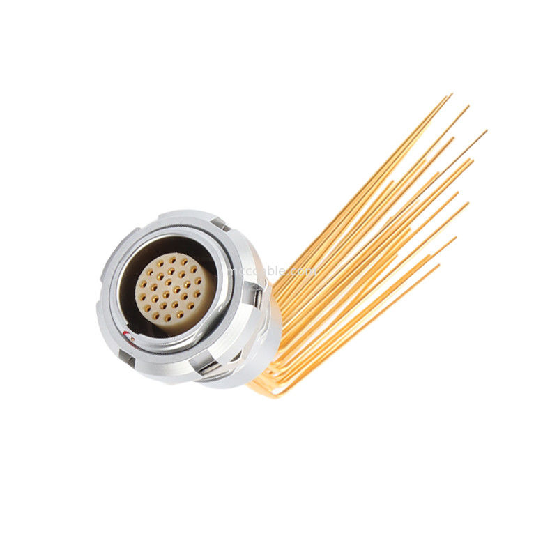 Conector circular impermeable Z2 26pin doble tuerca 90° ángulo pin núcleo interno y externo tuerca enchufe fija