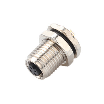 Conector industrial circular a prueba de agua M5 Código-A 4Pin Panel Flange PCB Socket femenino IP67
