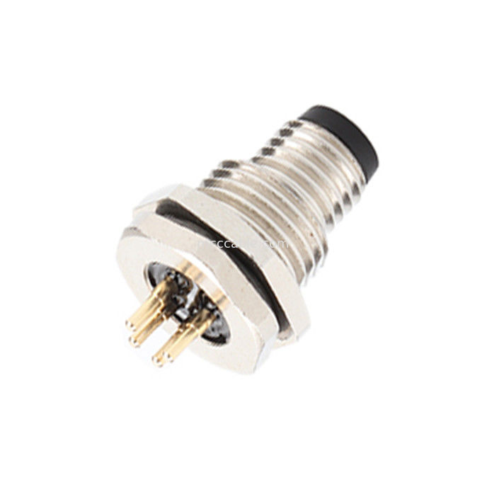 Junta de conectores circulares Serie final M8 4Pin Panel Socket Panel de conector con brida de panel de conector macho enchufe de PCB, resistente al agua IP67