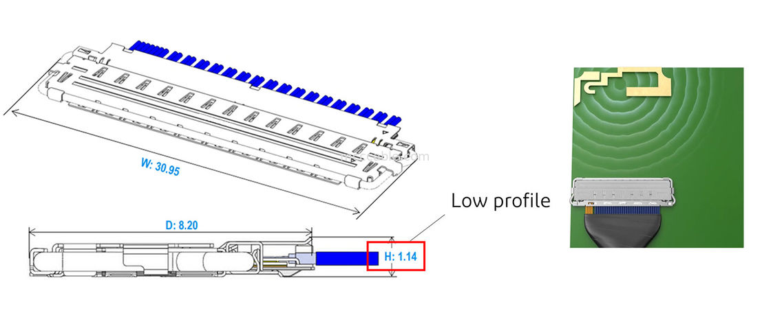 60P EDP Cable 20790-060E-02 0.4mm Pitch Conector micro-coaxial tipo de apareamiento horizontal