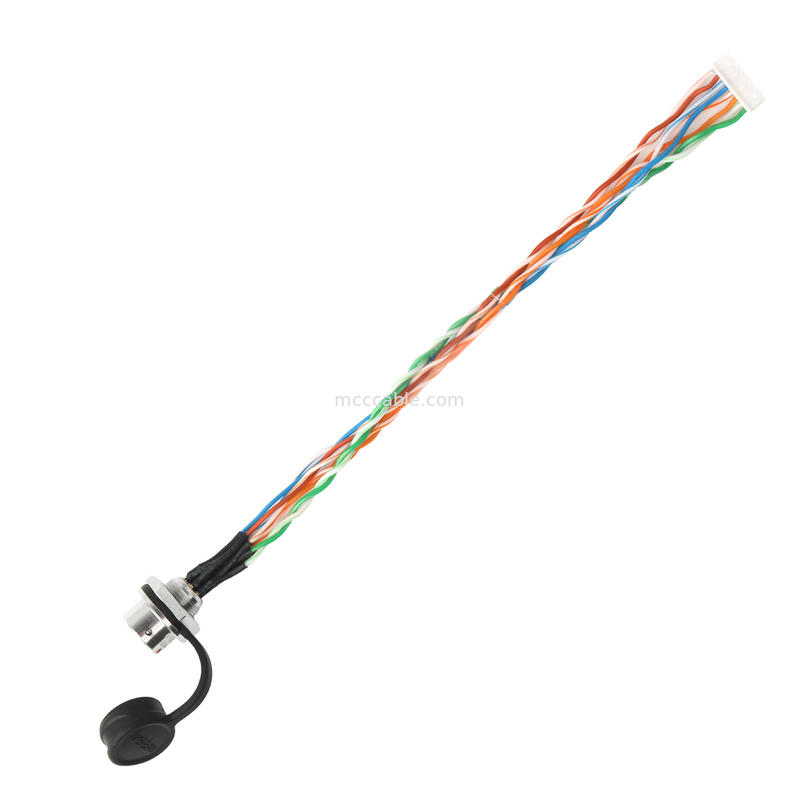 IP67 Conector circular de 8 pines impermeable SA812/S8S con cable CAT5e para sistemas de cámaras