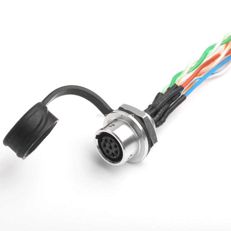 IP67 Conector circular de 8 pines impermeable SA812/S8S con cable CAT5e para sistemas de cámaras