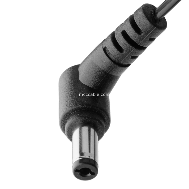 Enchufe de 90 grados de corriente continua 2.1x5.5 mm para ensamblar cables de 2 pines - UL2648 24AWG