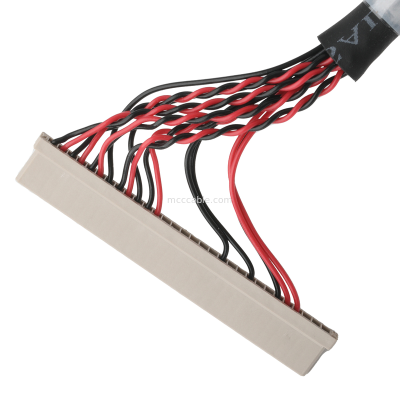 Ensamblaje de cable LVDS de paso de 1,0 mm a 1,25 mm - Conexión de pantalla LCD UL1571 28AWG