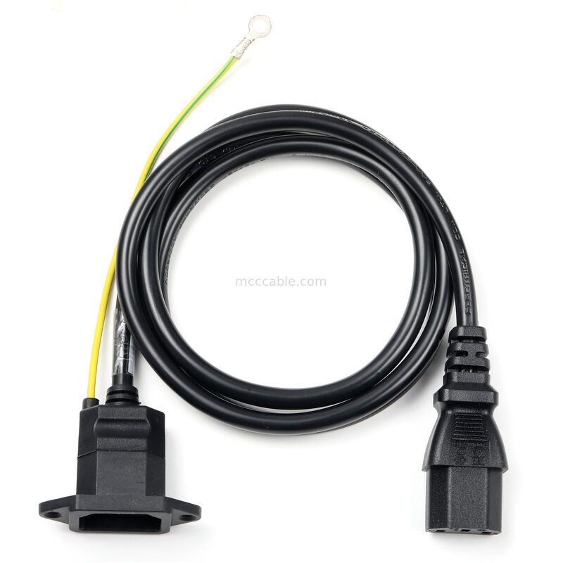 Ensamblaje de cable de alimentación IEC C14 para montaje en panel a C13 con cable de tierra