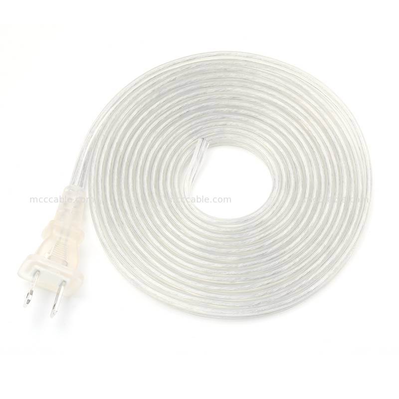 Conjunto de cable de alimentación de dos clavijas polarizado transparente personalizado con cable SPT-2 de 18 AWG